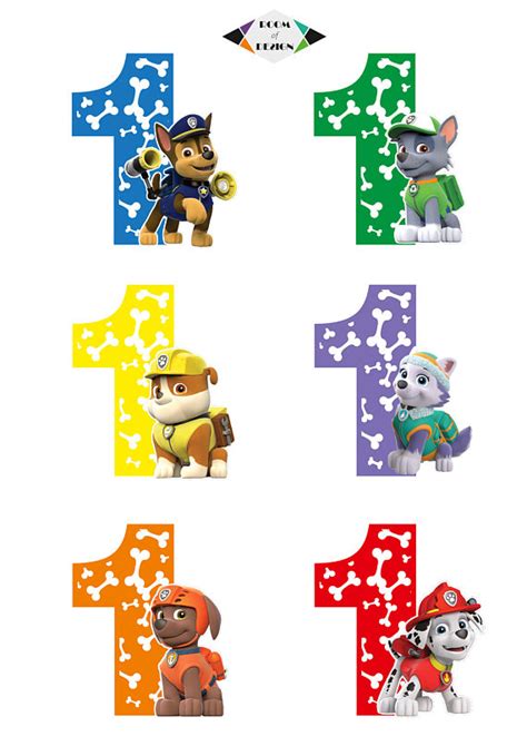 Paw Patrol Number 1 Centerpieces Paw Toppers Paw Patrol