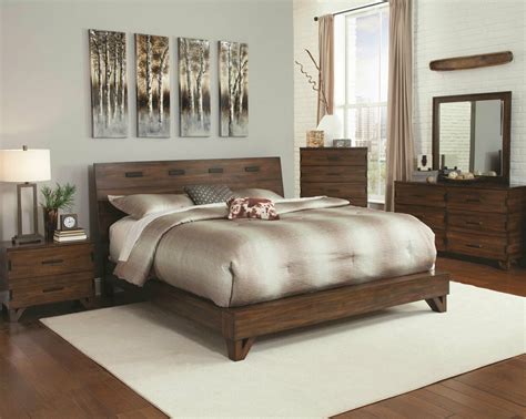 New Modern Furniture Brown Finish Miramar 5pc King Size Platform