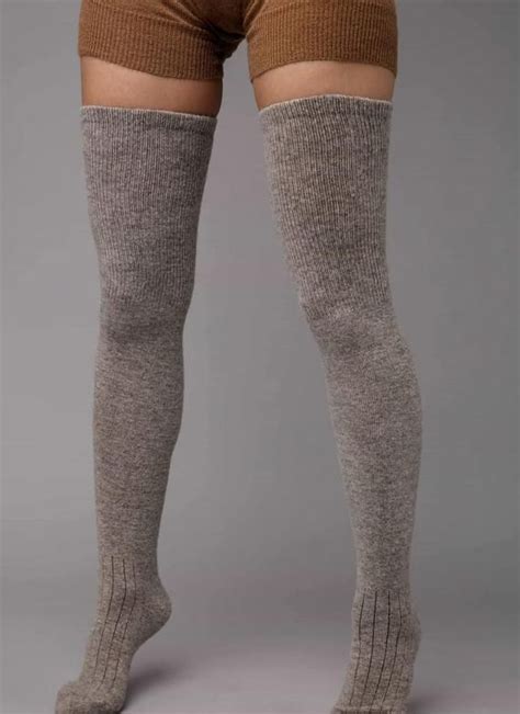 Sheep Wool Dark Grey Thigh High Socks Etsy Thigh High Socks Wool