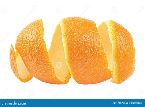 Orange Peel Isolated On White Background Orange Twist Stock Image