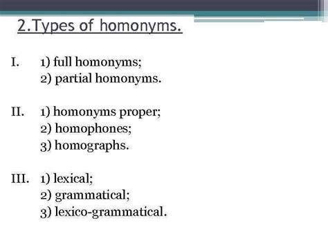 Homonymy Lecture 7 1 Homonyms Two Or