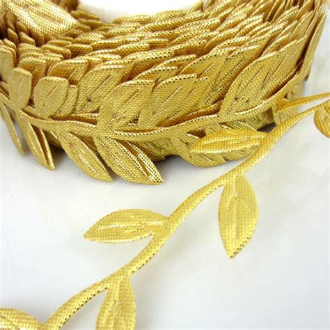 Free Shipping 1 Roll 1 20yards Gold Leaf Leaves Ribbon For Headband