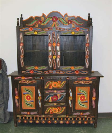 Folk Art Hand Painted Cabinet At 1stdibs