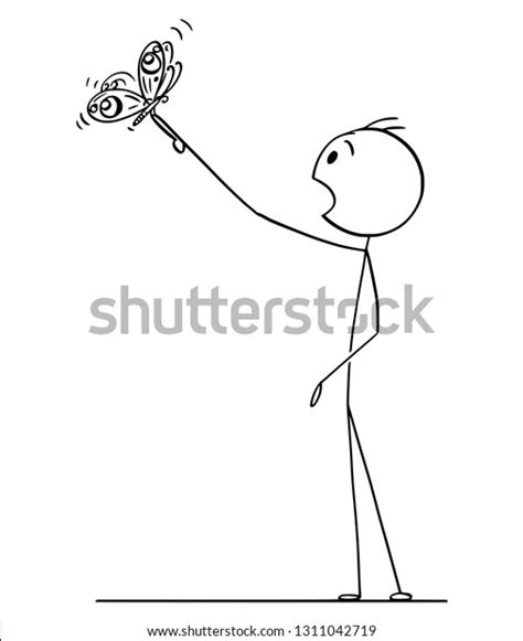 Cartoon Stick Figure Drawing Surprised Man Stock Vektorgrafik