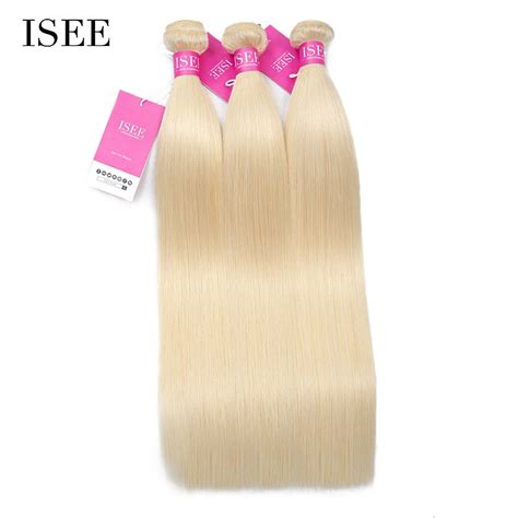 Isee Hair 613 Hair Straight Human Hair Bundles Deal Double Weft Platinum Blonde Hair Iseehair