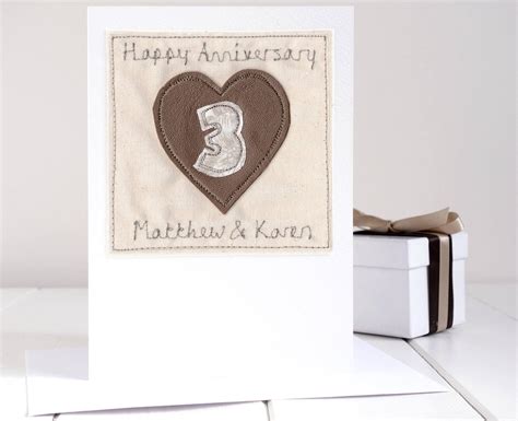 Personalised Leather Anniversary Card 3rd Wedding Etsy Uk