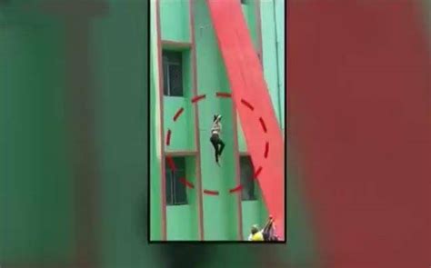 Watch The Shocking Moment A Teacher Fell Down Floors During A Mock Drill India News