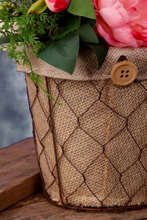 Chicken Wire And Burlap Basket Burlap Burlap Flowers Save On Crafts