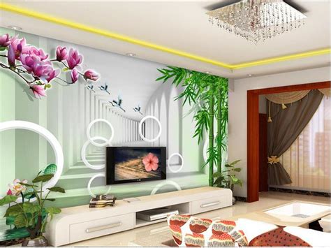 Custom 3d Photo Wallpaper Living Room Mural Orchid Bamboo Landscape 3d