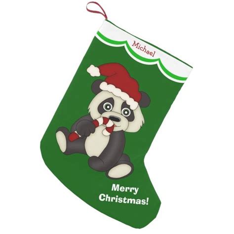 Panda Bear Merry Christmas Personalized Small Christmas Stocking