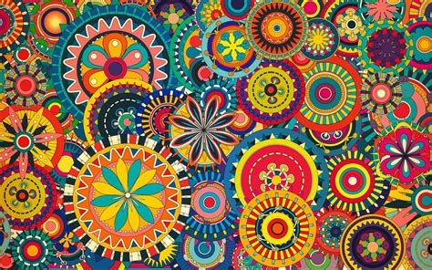 Colorful Digital Art Geometry Circle Symmetry Flowers Pattern