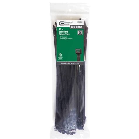 Commercial Electric 11 In Uv Cable Tie Black 100 Pack Gt 280stcb