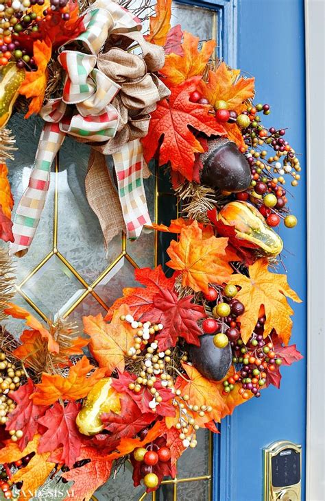 Indigo And Orange Fall Front Porch Sand And Sisal Fall Wreath