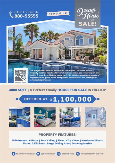 Free Real Estate House For Sale Flyer Template In Psd Designbolts