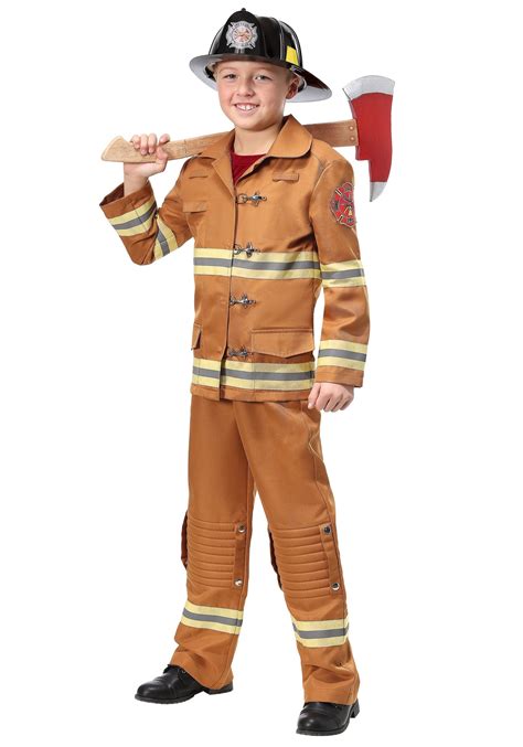 Firefighter Tan Uniform Costume For Kids