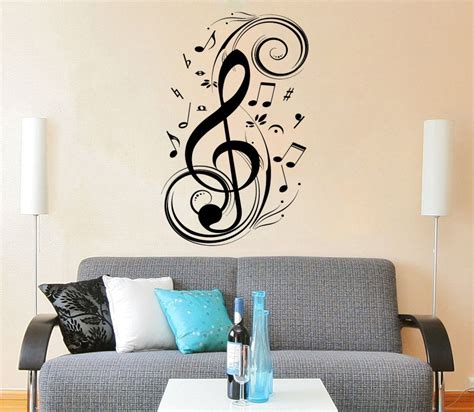 Music Note Wall Decal Treble Clef Floral Patterns Vinyl Etsy