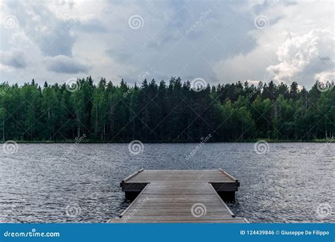 Un Embarcadero En El Lago Saimaa En El Parque Nacional De Kolovesi En