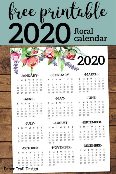 A4 Size Year At A Glance Calendar 2020 Free Printable Trends Hairstyles