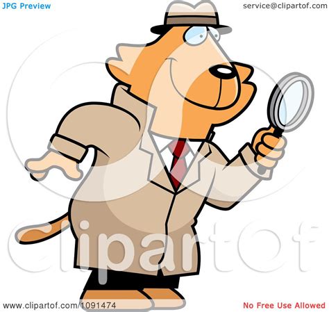 Clipart Cat Detective Using A Magnifying Glass Royalty Free Vector Illustration By Cory Thoman