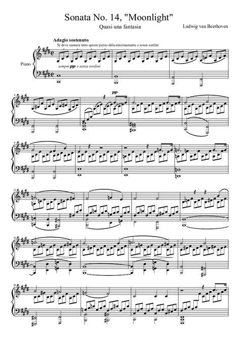 Sonata No 14 Op 27 No 2 Ludwig Van Beethoven Sheet Music For