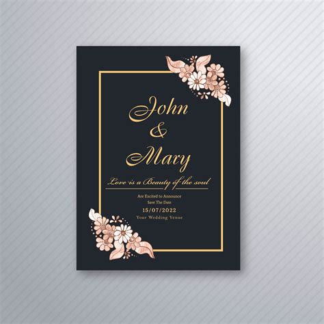 Wedding Invitation Card Template With Decorative Floral Backgrou 249592