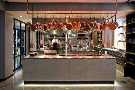 Concrete And Copper Open Kitchen At The Pressroom Restaurant