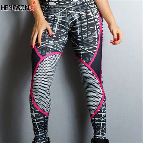 Geometric Lines Printing Leggings Push Up Hip Elastic High Waist Legging Breathable Slim Pants