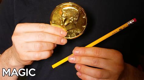 Coin And Pen Magic Trick Sleight Of Hand Coin Tricks Youtube