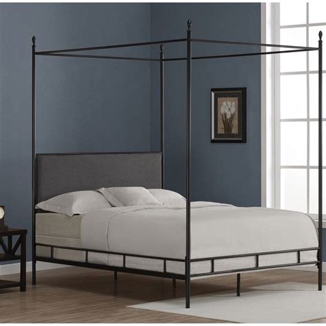 Lauren Grey Upholstered Queen Size Canopy Bed Shopping The Best Deals On Beds