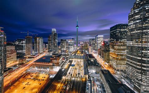 壁紙 カナダ、トロント、都市、夜間、道路、高層ビル、ライト 1920x1200 Hd 無料のデスクトップの背景 画像
