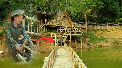 Full Video 30 Days Building Bamboo Houses By The Lake Making Bamboo