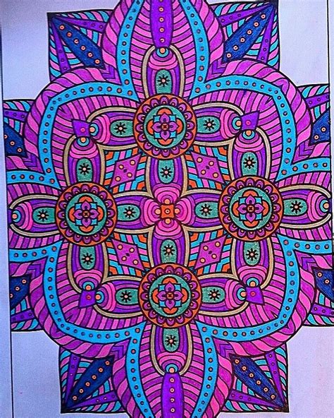 From Mandala Coloring Bookcolor By Me With Neon Gel Pens Mandala