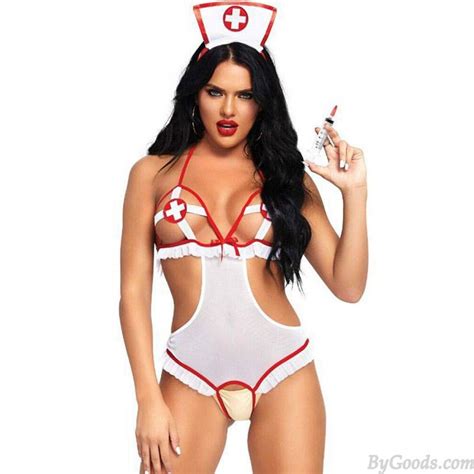 Sexy Peekaboo Bra Teddy Crotchless Nurse Cosplay Outfit Bodysuit Nurse