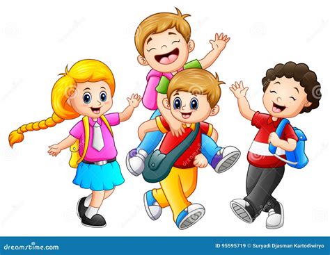 Os Desenhos Animados Das Crianças Felizes Ilustração Do Vetor