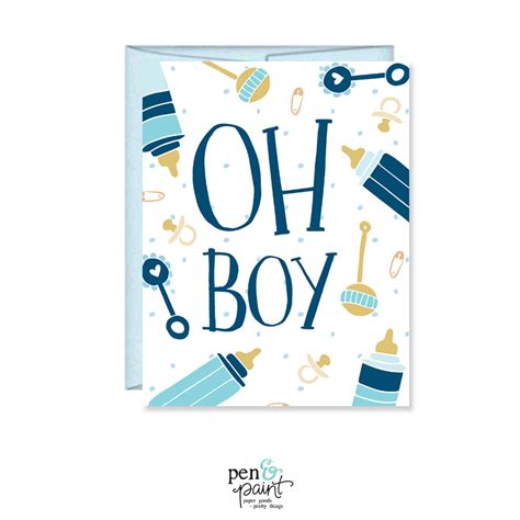 Oh Boy Baby Shower Card Pen And Paint