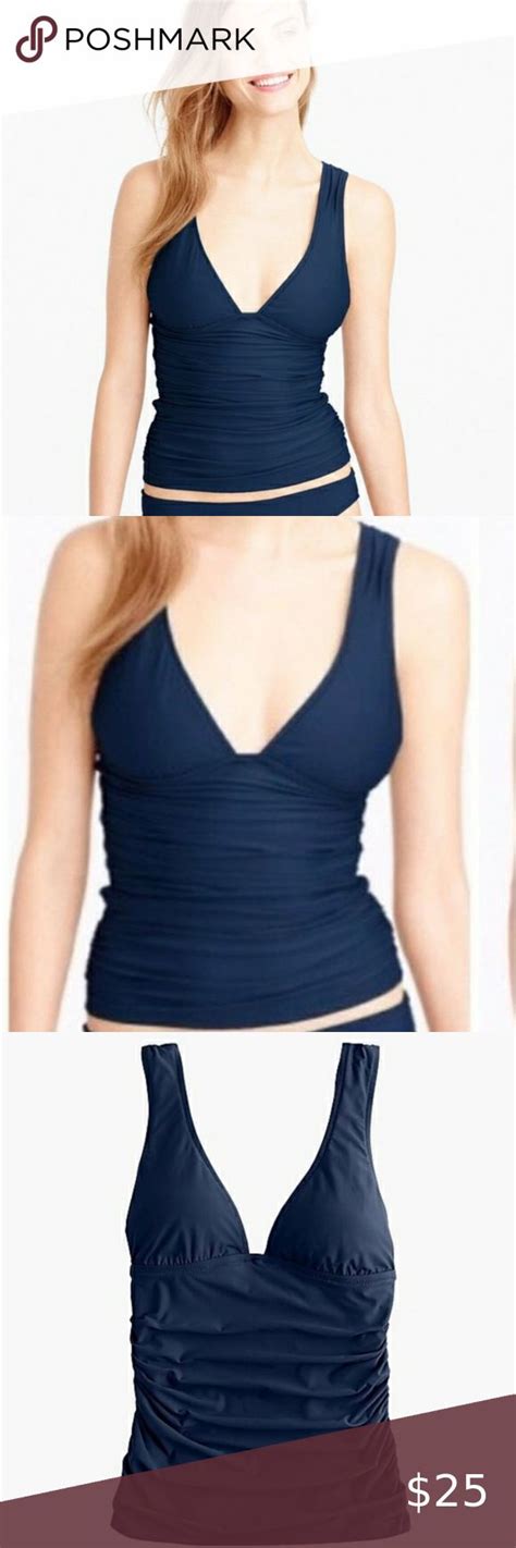 j crew navy ruched tankini ruched tankini seersucker swimsuit swimsuits high waisted