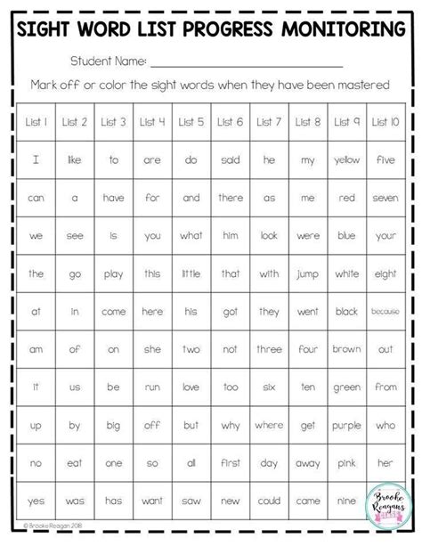 Sight Words For 4 Year Olds Printable