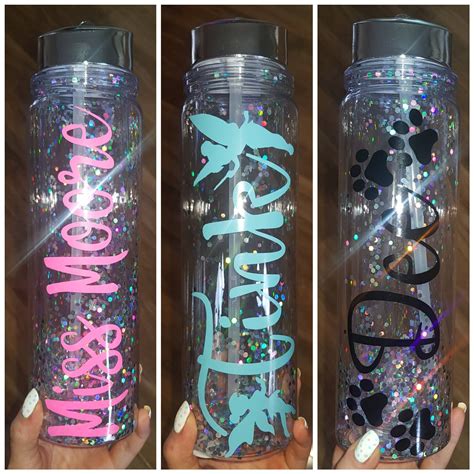 Personalised Glitter Water Bottles Etsy
