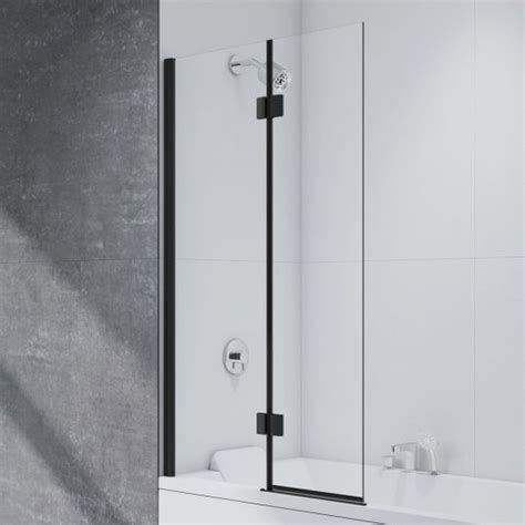 The merlyn black range offers you a striking option to complement and contrast your bathroom space. MERLYN Black Two Panel Hinged Bath Shower Screen | Soakology