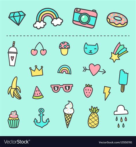Set Of Cute Cartoon Stickers Royalty Free Vector Image