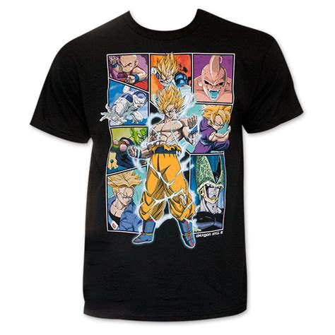 Short, baseball or long sleeve; Men's Black Dragon Ball Z Character Pic Stitch Tee Shirt ...