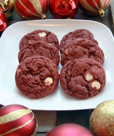 Red velvet cookies would have to be one of the ultimate christmas or valentines day cookies with their pretty and festive red color. Pin by Mary Przywara on Yummies! | Chocolate chip cookies, White chocolate chip cookies, White ...