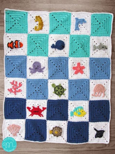 Crochet Ocean Blanket Pattern Crochet Sea Creature Blanket Etsy