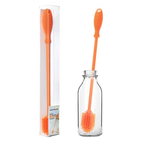 Silicone Bottle Cleaning Brush With 12in Long Handle Flexible Ergonomic