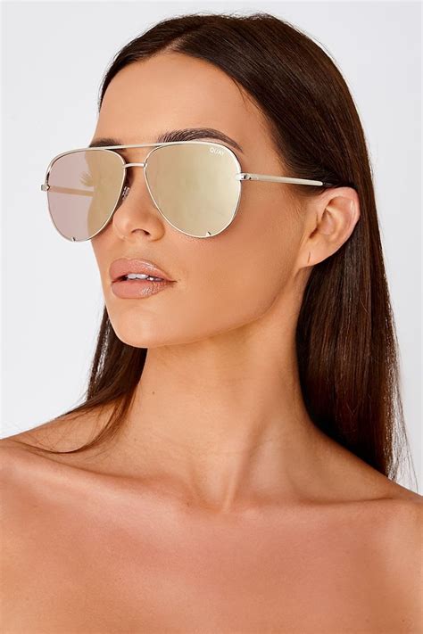 Quay High Key Rose Gold Oversized Aviator Sunglasses In The Style