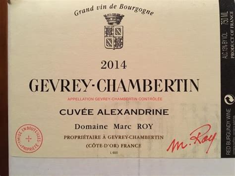 2014 Domaine Marc Roy Gevrey Chambertin Cuvée Alexandrine France