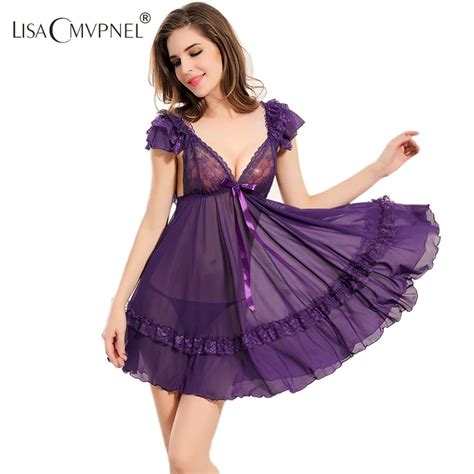 Lisacmvpnel Lace Sexy Women Nightgowng String Set Deeep V Spaghetti