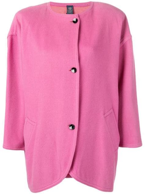 Emanuel Ungaro Vintage 1980s Curved Midi Jacket In Pink Modesens