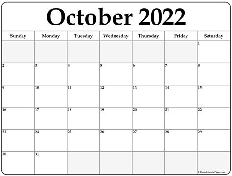 Free Blank Calendar Template October 2022 2023