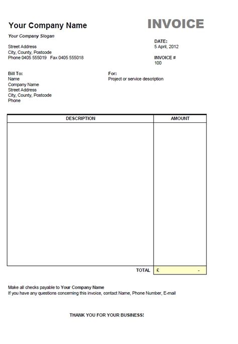 Freelance Invoice Template Word Invoice Example